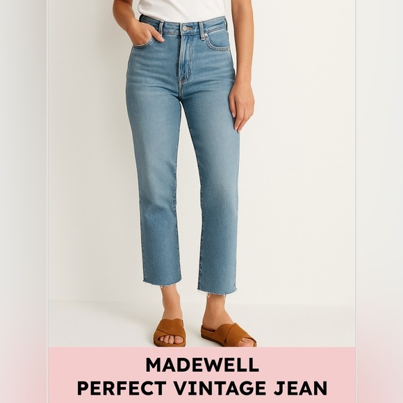 Madewell Denim - Madewell vintage denim jeans high rise straight rigid cropped raw hem size 26